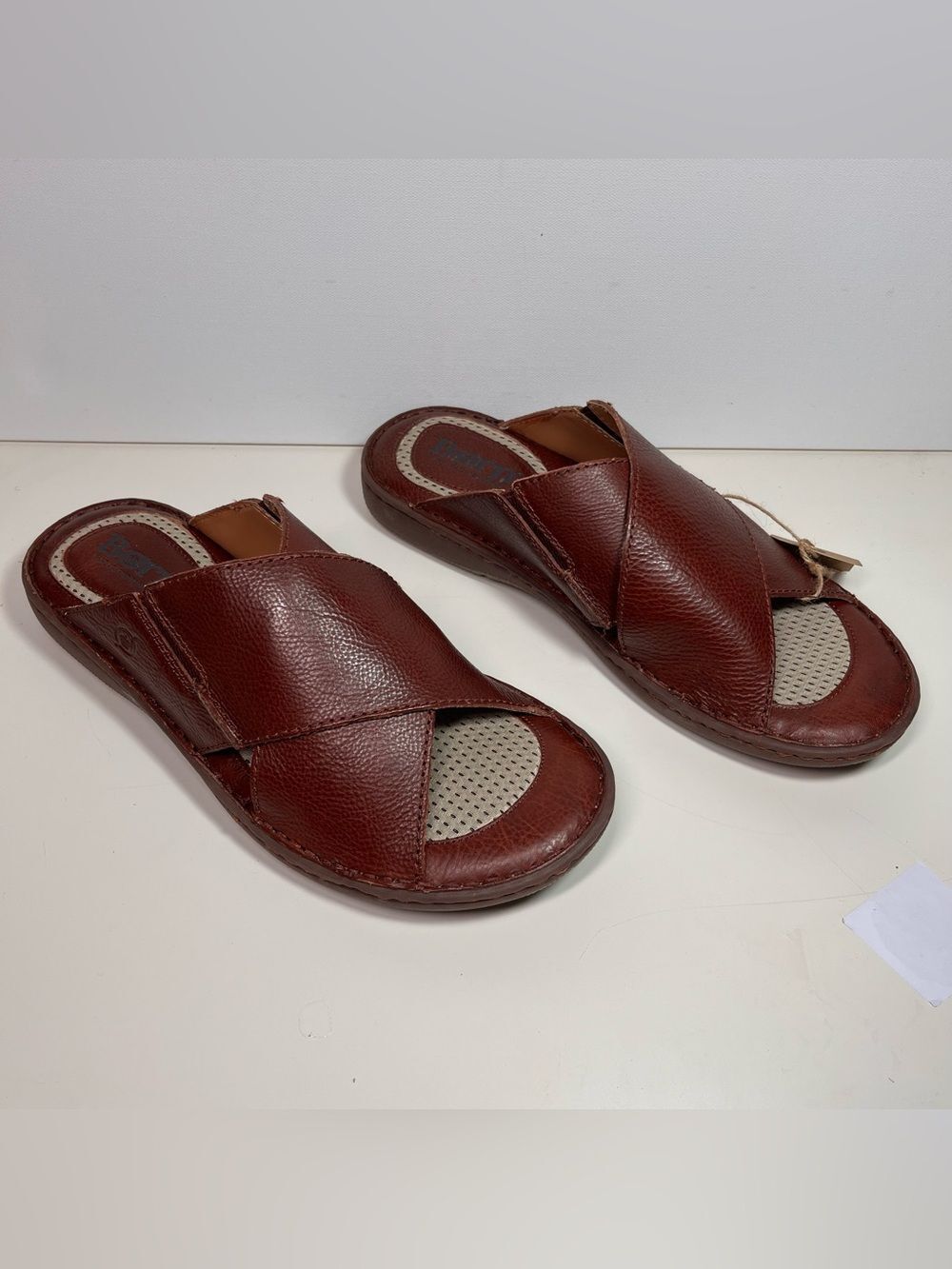 Born Mens Marco Full Grain Leather Slide Sandals